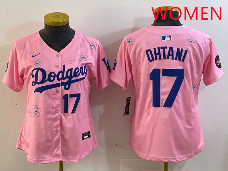 Women Los Angeles Dodgers #17 Ohtani Pink Sakura Edition 2025 Nike MLB Jersey style 23